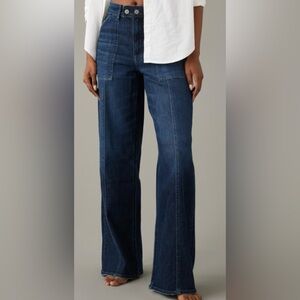 AMERICAN EAGLE DREAMY DRAPE STRETCH SUPER HIGH-WAISTED BAGGY WIDE-LEG JEAN 6